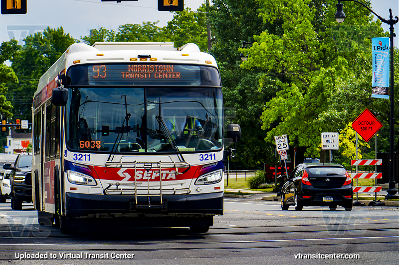 SEPTA 3211 on Route 93
Route 93 to Norristown Transit Center
Keywords: SEPTA Bus;New Flyer XDE40