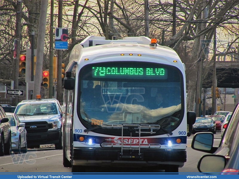 SEPTA 903 on route 79
Route 79 to Columbus Boulevard
Proterra Catalyst BE40
Keywords: SEPTA Bus;Proterra Catalyst BE40;Electric Bus