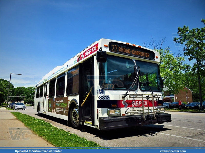 SEPTA 8312 on route 27
Route 27 to Broad-Carpenter
New Flyer DE40LF
Henry and Port Royal Avenues, Philadelphia, PA
Keywords: SEPTA;New Flyer DE40LF