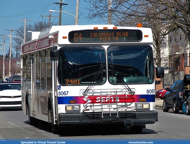 SEPTA 8067 on route 64
to Pier 70
New Flyer D40LF
46th and Market Streets
