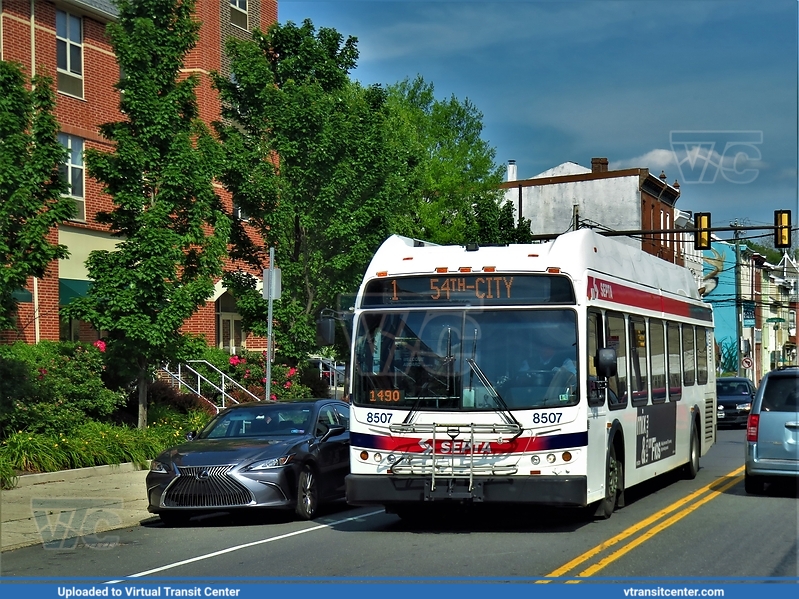 SEPTA 8507 on route 1
Route 1 to 54th-City
New Flyer DE40LFR
Ridge Avenue south of Midvale, Philadelphia, PA
Keywords: SEPTA;DE40LFR