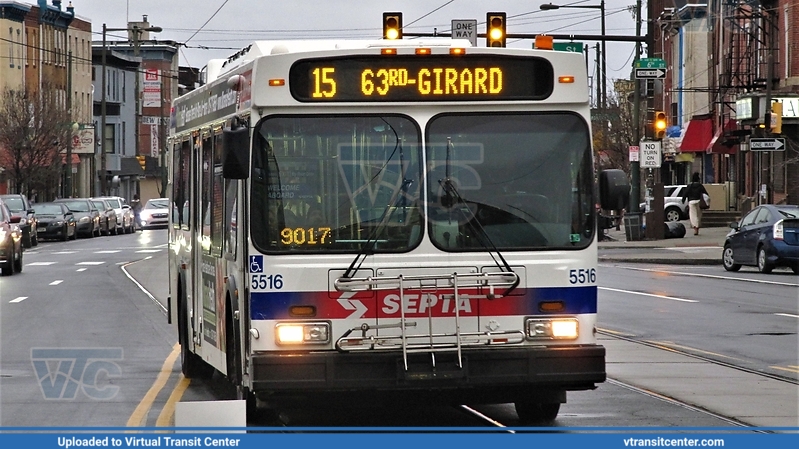 SEPTA 5516 on route 15
New Flyer D40LF
Route 15 to 63rd-Girard
7th Street and Girard Avenue, Philadelphia, PA
Keywords: D40LF;Flyer;New Flyer;SEPTA