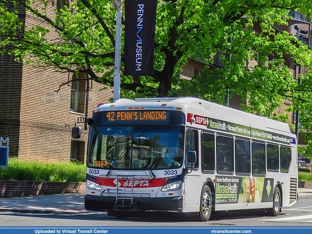 SEPTA 3033 on Route 42
Route 42 to Penn's Landing
New Flyer XDE40 "Xcelsior"
33rd Street and South Street and Spruce Street, Philadelphia, PA
Keywords: SEPTA;New Flyer XDE40