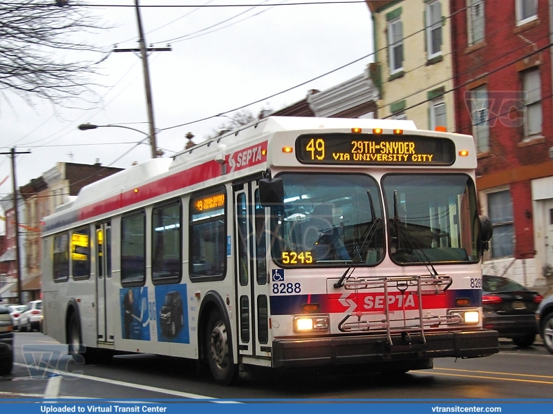 SEPTA 8288 on route 49
New Flyer DE40LF
Route 49 to 29th-Snyder via University City
29th Street and Oxford Avenue, Philadelphia, PA
Keywords: DE40LF;Flyer;New Flyer;SEPTA