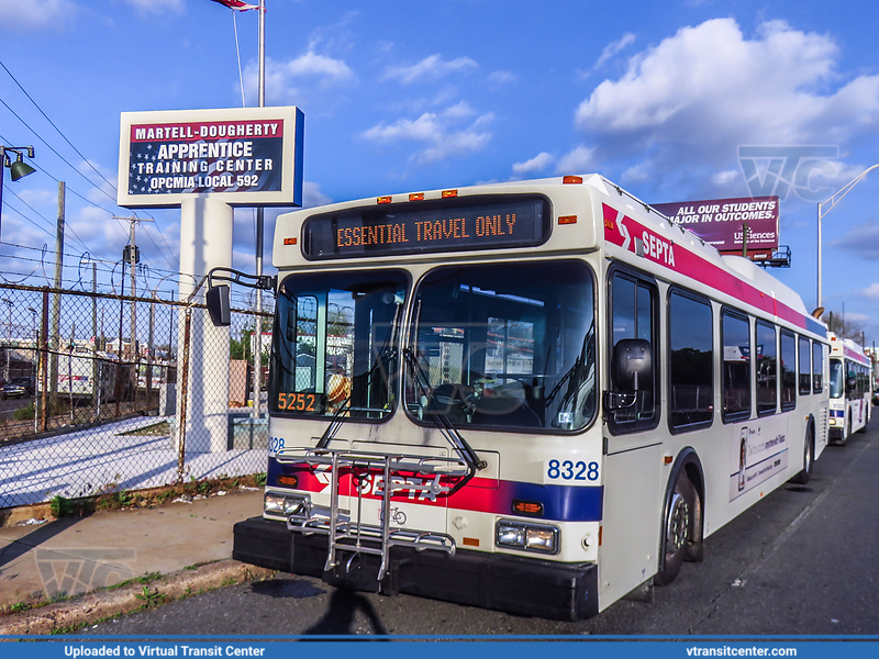 SEPTA 8328 On Route 49
Route 49 to 29th-Snyder via University City
New Flyer DE40LF
Vare and Snyder Avenues, Philadelphia, PA

"Essential Travel Only"
