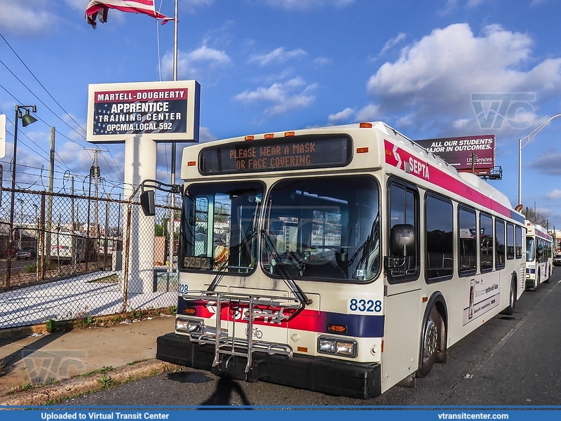 SEPTA 8328 On Route 49
Route 49 to 29th-Snyder via University City
New Flyer DE40LF
Vare and Snyder Avenues, Philadelphia, PA

"Please wear a mask
or Face Covering"
Keywords: SEPTA;New Flyer DE40LF