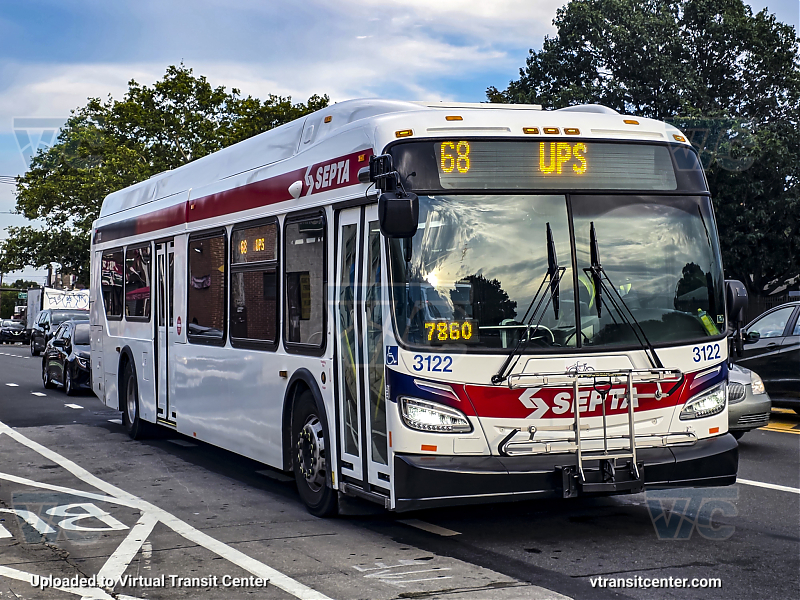 SEPTA 3122 on Route 68
Route 68 to UPS
Keywords: SEPTA Bus;New Flyer XDE40
