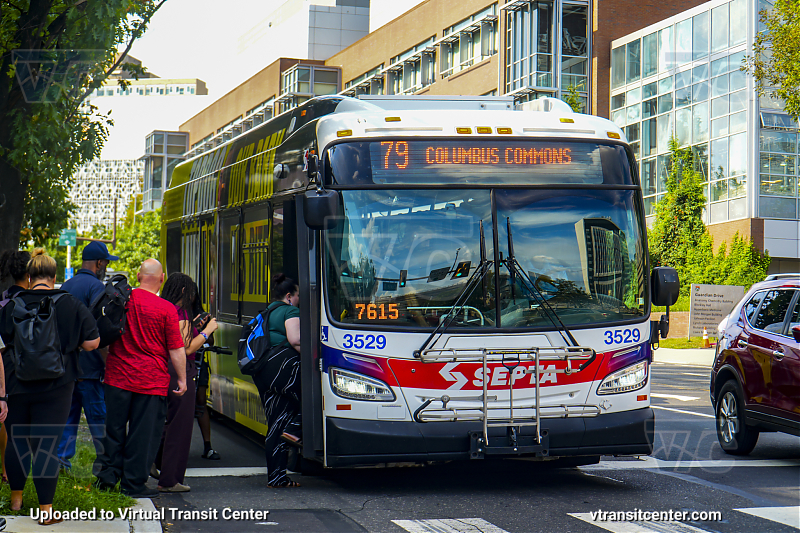 SEPTA 3529 on Route 79
Route 79 to Columbus Commons

Look at that crowd....
Keywords: SEPTA Bus;New Flyer XDE40