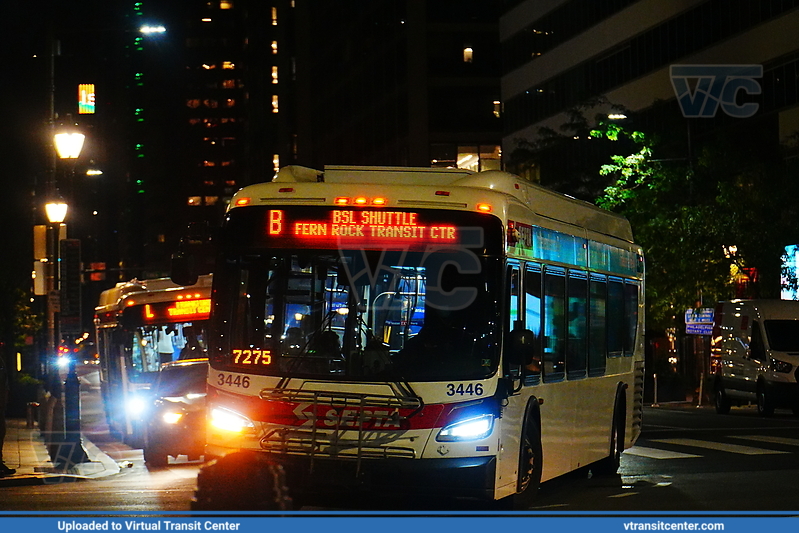 SEPTA 3446 on B1 Owl
Route B1 Shuttle to Fern Rock Transit Center
New Flyer XDE40
Keywords: SEPTA;XDE40