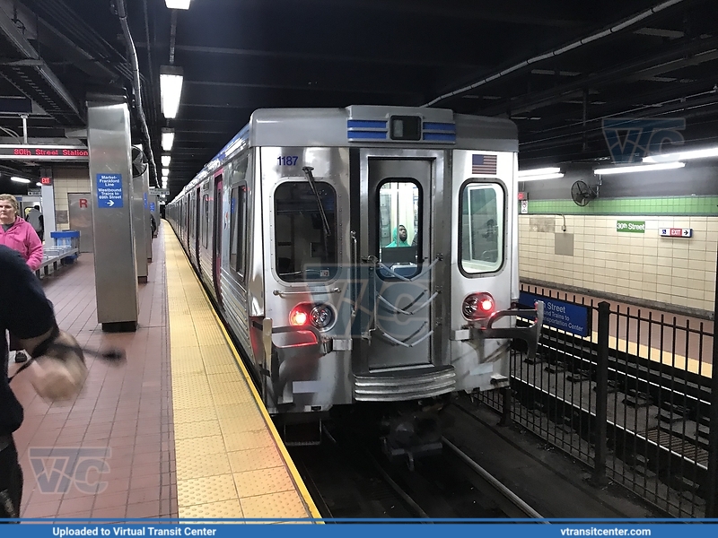 SEPTA Metro Market-Frankford/M4 1187 on L1
Market-Frankford Line to Frankford Transit Center
ADTranz M4
30th Street Station, Philadelphia, PA
October 22nd, 2019
Keywords: SEPTAMetro;AdTranz