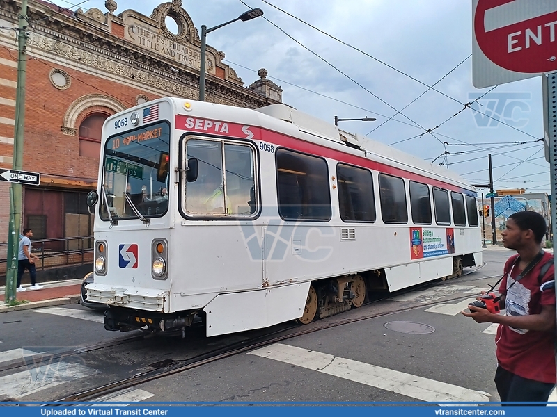 SEPTA 9058 on route 10
10 to 13th-Market
40th Street and Lancaster Avenue
Kawasaki Series 9000 LRV
