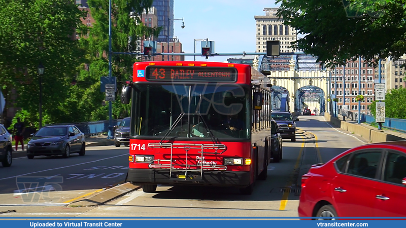 Pittsburgh Regional Transit 1714 on route 43
43 to Bailey via Allentown
Gillig Low Floor
Station Square Station (South Busway)
Keywords: PRT