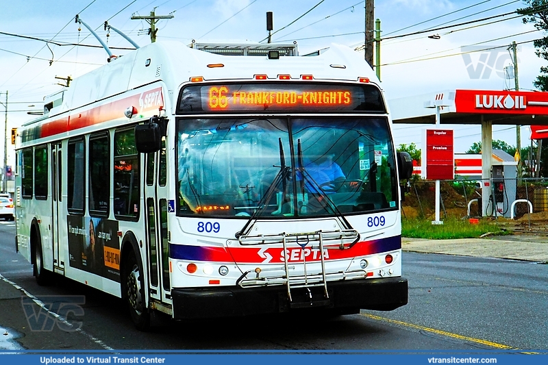 SEPTA 809 on Route 66
Route 66 to Frankford-Knights
New Flyer E40LFR
