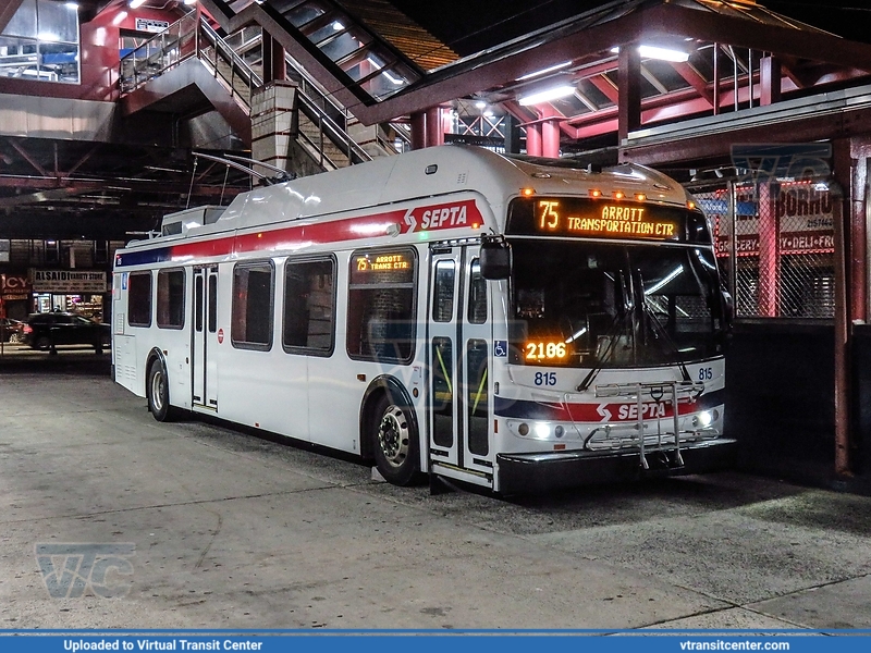 SEPTA 815 on route 75
75 to Wayne Junction
New Flyer E40LFR
Arrott Transportation Center, Philadelphia, PA
Keywords: SEPTA;New Flyer E40LFR