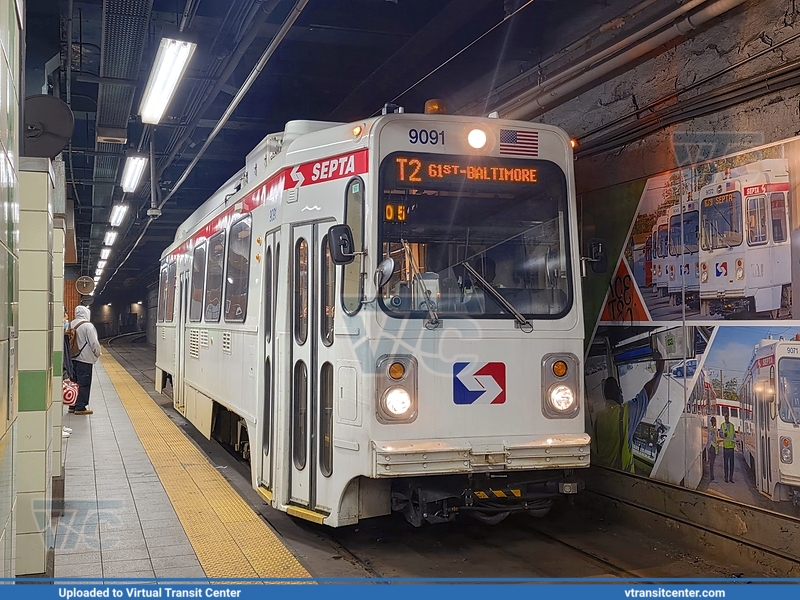 SEPTA Trolley K-car 9091 on route T2
Route T2 to 61st-Baltimore
Kawasaki LRV
Keywords: SEPTATrolley;Kawasaki