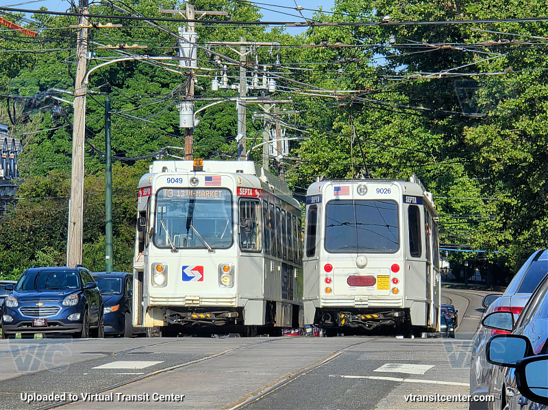 SEPTA Trolley K-Car 9049 and 9026 on Route T3
In both diredtions
