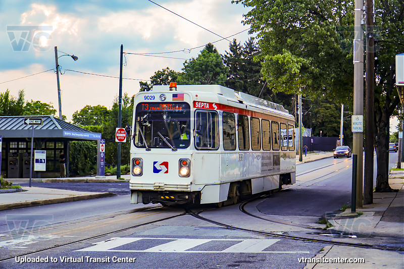 SEPTA Trolley K-Car 9029 on Route T3
Route T3 to Darby Transit Center
Keywords: SEPTA Trolley;Kawasaki LRV