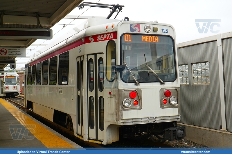 SEPTA Trolley Suburban K-Car 125 on D1
SEPTA Metro D1 to Media
Kawasaki Series 100 LRV
Keywords: SEPTATrolley;Kawasaki