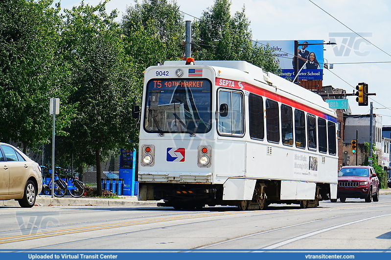 SEPTA Trolley K-car 9042 on Route T5
Route T5 to 40th-Market (Former Route 36)
Kawasaki LRV
