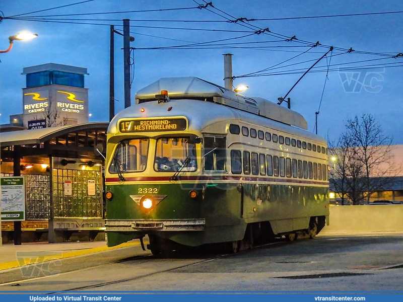 SEPTA PCC-II 2322 on route 15
Route 15 Trolley to 63rd-Girard
Brookville/St Louis Car Company PCC-II Trolley Car
Northern Liberties Loop (Frankford and Delaware Aves), Philadelphia, PA
Keywords: SEPTA;PCC;PCC-II;Trolley Cars;Trolley