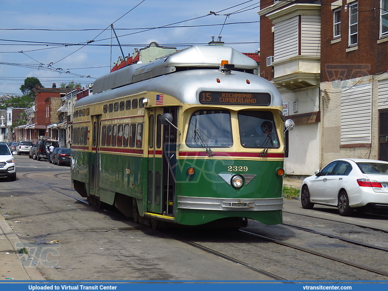 SEPTA PCC-II 2329 on route 15
Route 15 Trolley to Northern Liberties Loop
Brookville/St Louis Car Company PCC-II Trolley Car
63rd Street and Girard Avenue, Philadelphia, PA
Keywords: SEPTA;PCC;PCC-II;Trolley Cars;Trolley