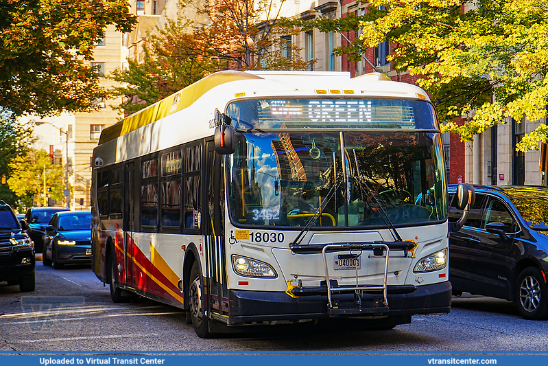 MTA Maryland BaltimoreLink 18030 on CityLink Green
CityLink Green to Downtown Baltimore
New Flyer XD40
