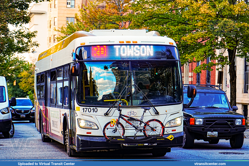 MTA Maryland BaltimoreLink 17010 on CityLink Red
CityLink Red to Downtown Baltimore (signed up as Towson)
New Flyer XD40
