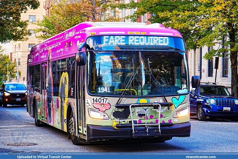 MTA Maryland BaltimoreLink 14017 on CityLink Green
CityLink Green to Downtown Baltimore
"Baltimore Youth Arts Power" Wrap
New Flyer XDE40
