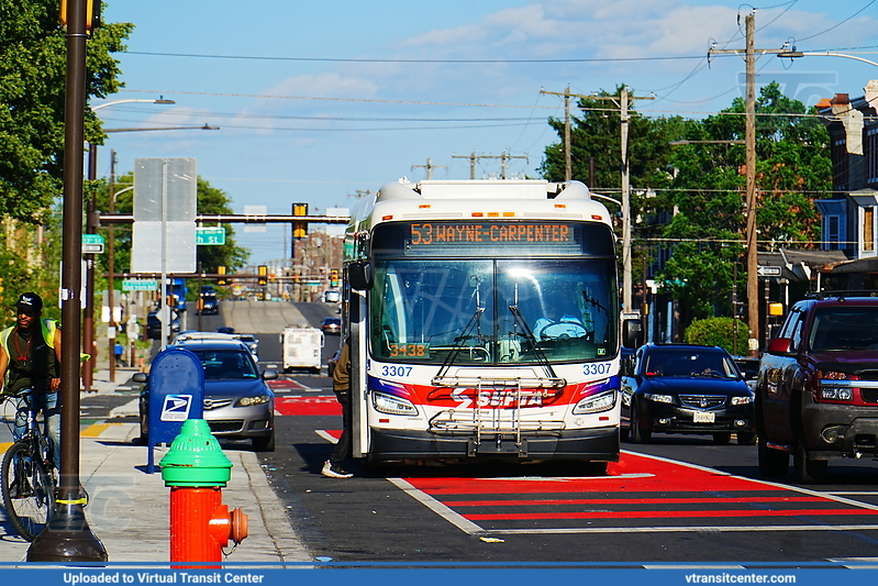 SEPTA 3307 on Route 53
Route 53 to Wayne-Carpenter
New Flyer XDE40
Keywords: SEPTA;XDE40