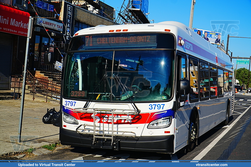 SEPTA 3797 on Route 71
Route 71 to Ogontz-Cheltenham
New Flyer XDE40
Keywords: SEPTA;XDE40
