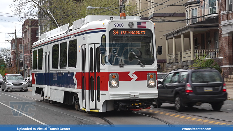 SEPTA Retro Trolley 9000 on Route 34
Route 34 (T2) to 13th-Market
Kawasaki LRV
40th Street Portal, Philadelphia, PA
