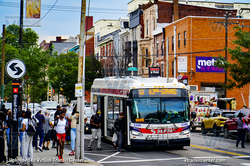 SEPTA 3396 on Route G1
It has the wrong sign up, but is bound for Frankford-Columbus
Keywords: SEPTA Bus;New Flyer XDE40