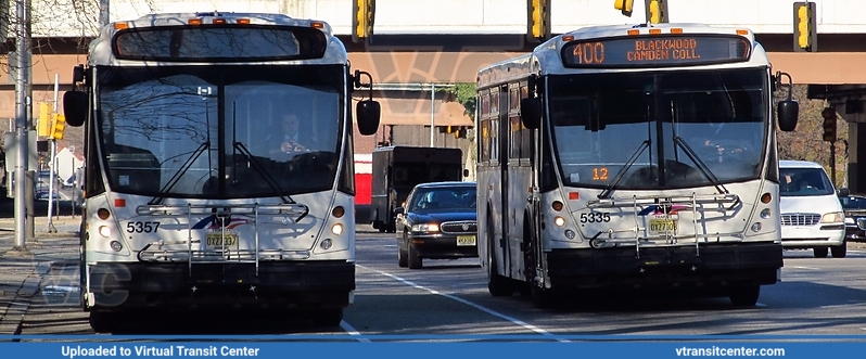 NJ Transit 5357 and 5335
400 to Blackwood Community College
NABI 416.15 Suburban
6th Street at Arch Street, Philadelphia, PA
February 9th 2012
Keywords: NJT;NABI 416