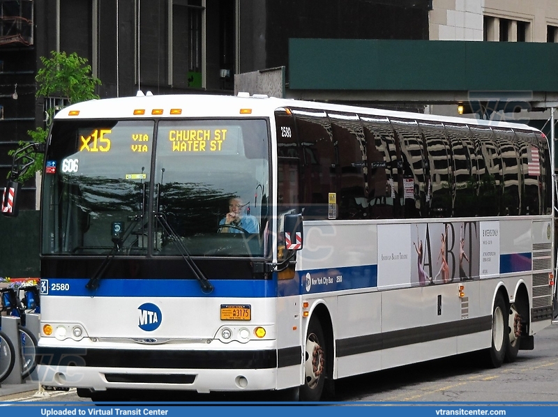 MTA New York City 2580 on route X15
Prevost X3-45
South Ferry Terminal, Manhattan, New York City, NY
May 24th, 2017
Keywords: Prevost;X345;Express Bus