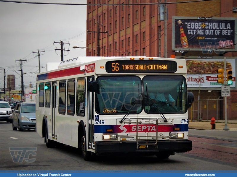 SEPTA 5749 on route 56
Route 56 to Torresdale-Cottman
New Flyer D40LF
L St Erie Avenue, Philadelphia, PA
Keywords: SEPTA;New Flyer D40LF