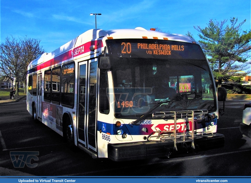 SEPTA 8686 on route 20
20 to Philadelphia Mills via Keswick
NovaBus LFS
Franklin Mills Boulevard at Philadelphia Mills, Philadelphia, PA
Geez, this photo is noisy.
Keywords: SEPTA;Novabus;LFS;LF40102