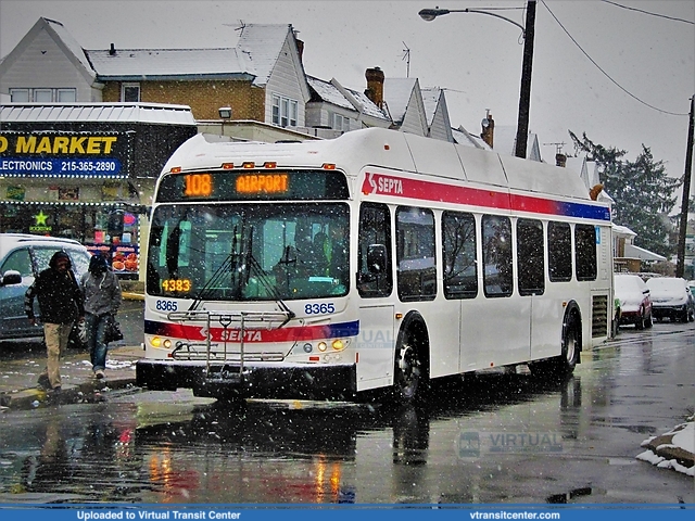 SEPTA 8365 on route 108 in the Snow
Route 108 to Philadelphia International Airport
New Flyer DE40LFR
Island and Elmwood Avenues, Philadelphia, PA
December 9th, 2017
