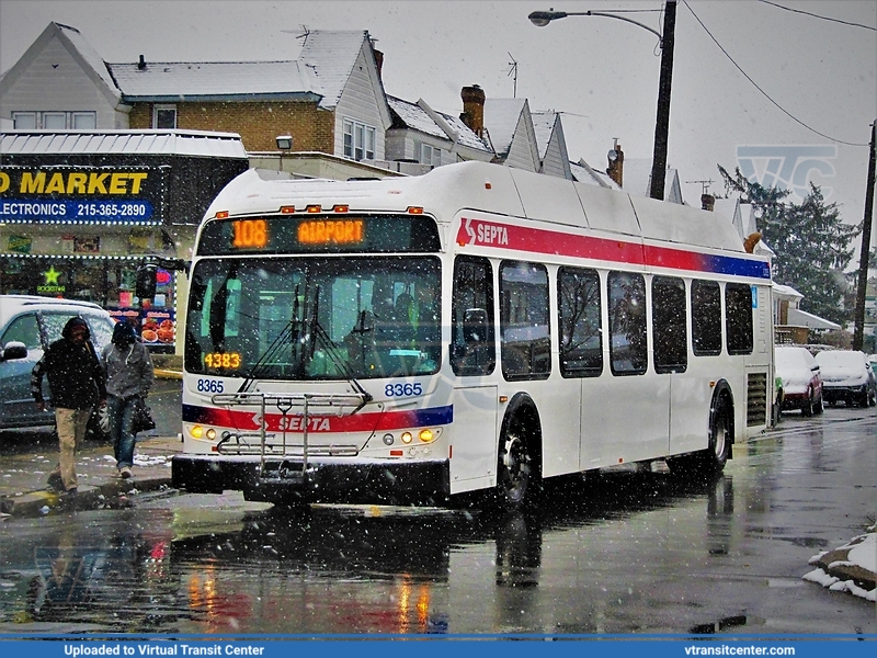 SEPTA 8365 on route 108 in the Snow
Route 108 to Philadelphia International Airport
New Flyer DE40LFR
Island and Elmwood Avenues, Philadelphia, PA
December 9th, 2017
