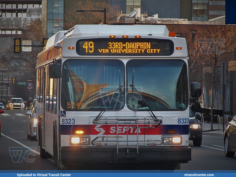 SEPTA 8323 on route 49
Route 49 to 33rd-Dauphin via University City
New Flyer DE40LF
