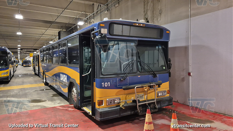 Gillig Phantom #101 at the Dash Facility 
Museum bus 
