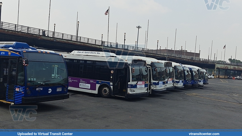 Buses parked in depot
