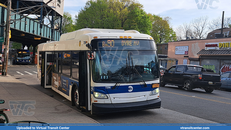 MTA New York City 7296 on a 5 train shuttle 
Bx90 Dyre Ave Station (5 train shuttle)
New Flyer XD40

Keywords: MTANYC;XD40