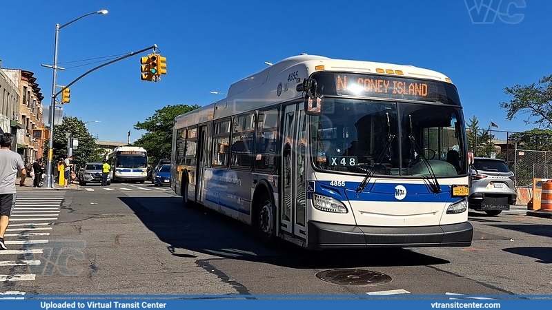 MTA New York City 4855 on an N train shuttle
2011 New Flyer XD40 4855 on the N train shuttle at 59 St and 4 Av
