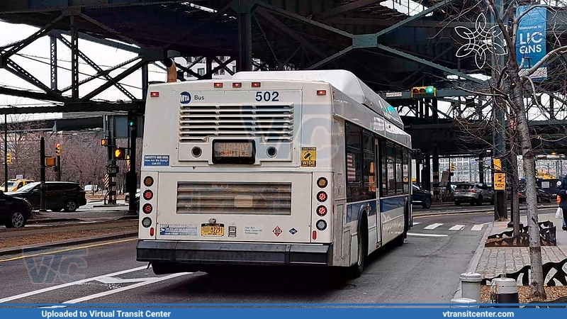 MTA New York City 502 on an F shuttle 
New Flyer C40LF
F shuttle 
