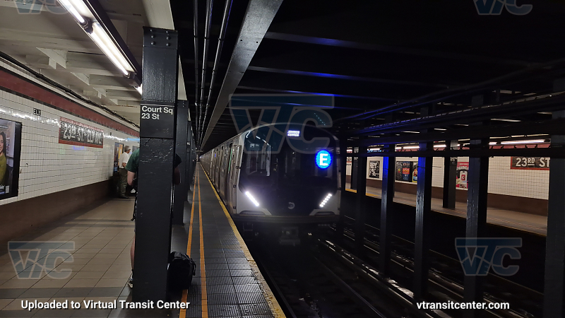 R211 E train at Court Square-23 St
A Jamaica-bound E Train arrives at Court Square-23 St. This train is being used for CBTC testing along the IND Queens Boulevard line.
