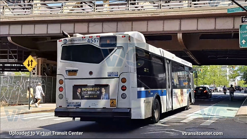 MTA New York City 4557 on the N shuttle 
2009 Orion 7 NG #4557 on the N shuttle 
