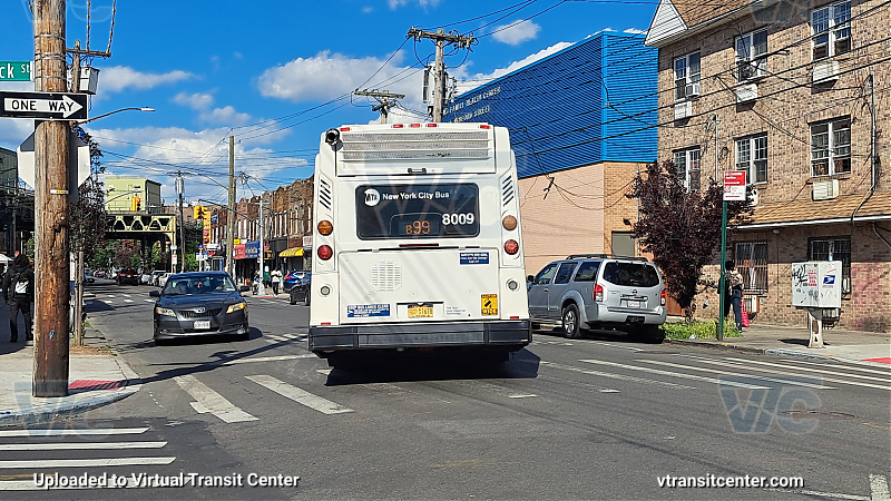 MTA New York City 8009 on the B99 3 shuttle 
Rear View
