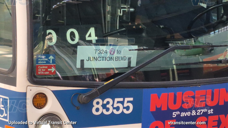New York City Transit #8355 on the T324 7 shuttle 
New York City Transit #8355 on the T324 7 shuttle 
