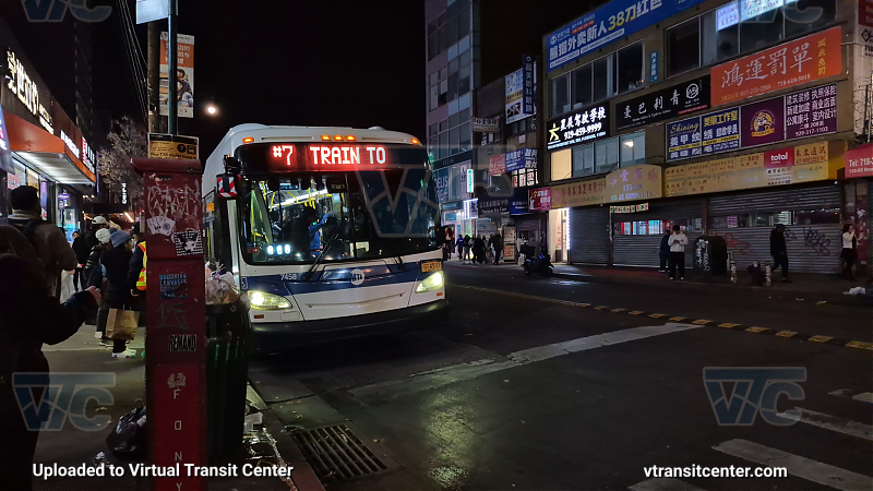 MTA New York City 7458 on the T321 7 shuttle 
2015 NFI XD40 #7458 on the T321 7 shuttle 
