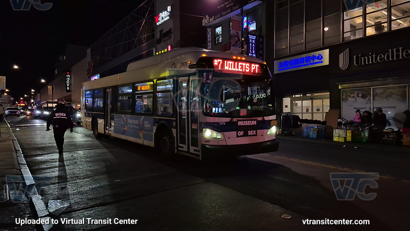 MTA New York City 7479 on the T321 7 shuttle 
2015 NFI XD40 #7479 on the T321 7 shuttle 
